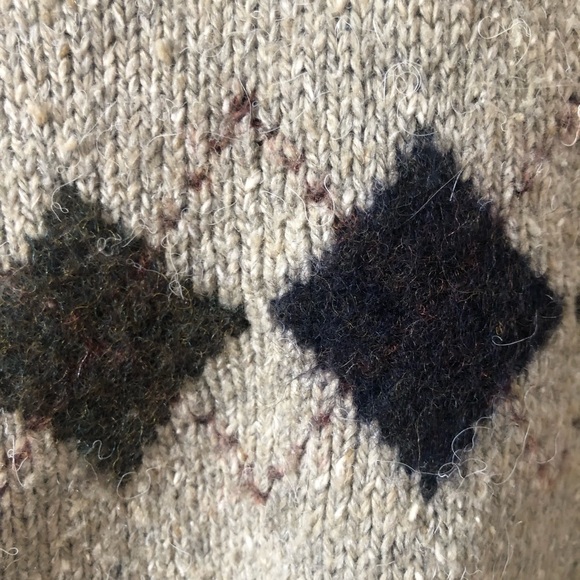 Garoche Vintage Men's Tan Argyle Quarter Botton Sweater Medium - Picture 5 of 10